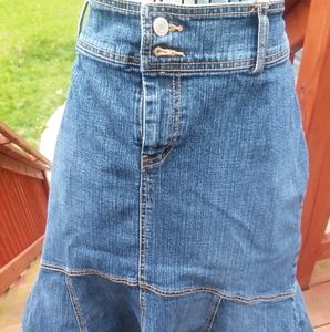 Jean skirt with ruffle bottom by Faded Glory